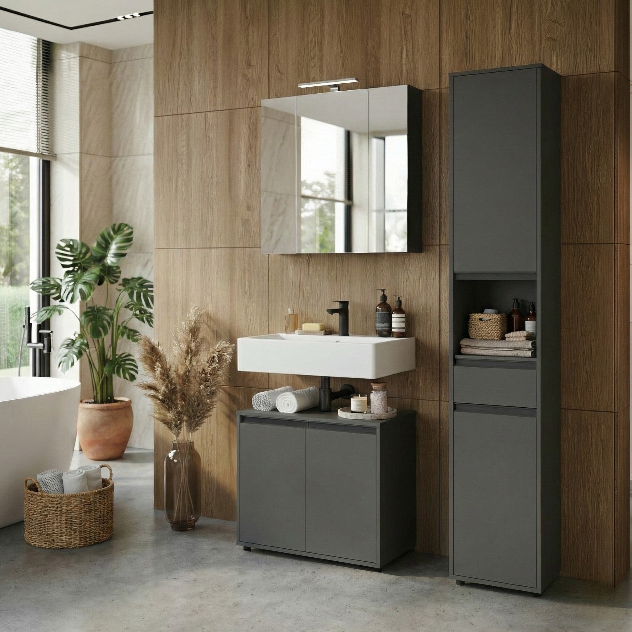 Badschrank Design – Hochschrank, Unterschrank & weiß