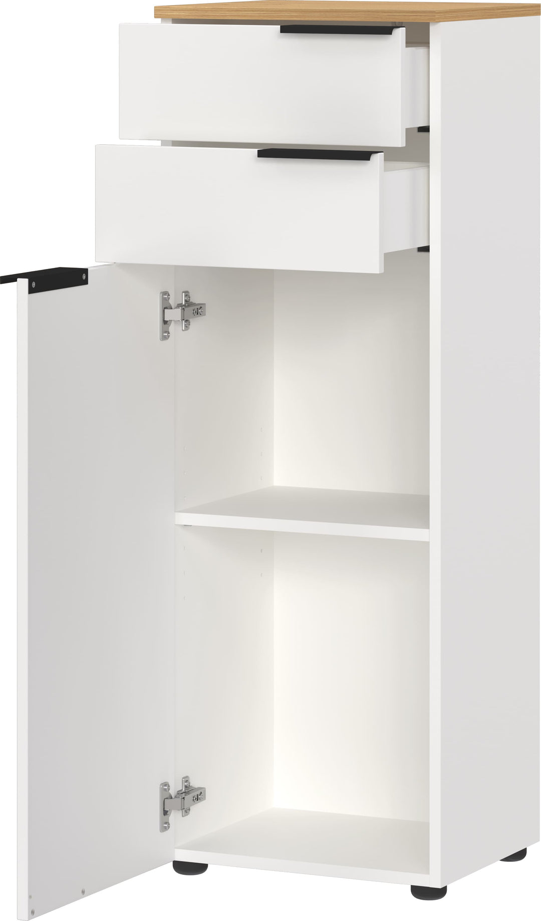 Bad-Schrank mit Schubladen_ 39x34x111_ mit Dämpfung_ Weiß-Beige - TAHO-Serie von Kadima Kollektion_Größe_ 39x34x111 cm_
