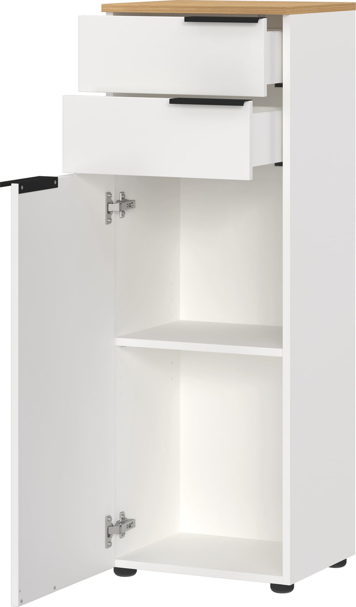 Bad-Schrank mit Schubladen_ 39x34x111_ mit Dämpfung_ Weiß-Beige - TAHO-Serie von Kadima Kollektion_Größe_ 39x34x111 cm_