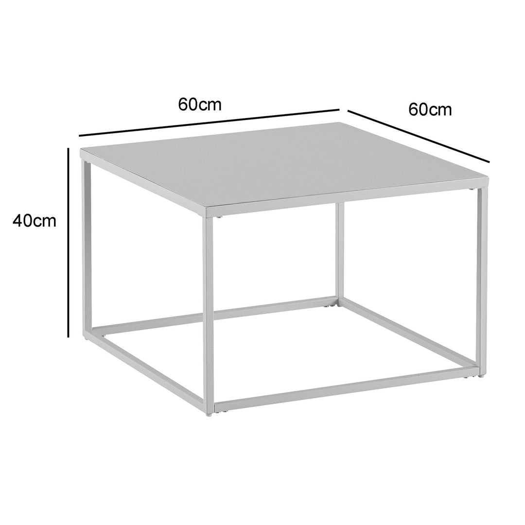 Couchtisch 60x60x40 cm Metall Wohnzimmertisch Industrial Weiß - Sofatisch Quadratisch - Loungetisch Kaffeetisch Stahl - Beistelltisch Quadratisch_