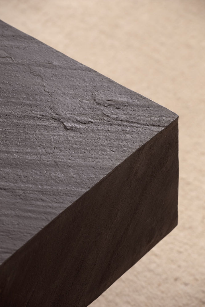 Couchtisch 64x64x35 cm Steinoptik / Metall Sofatisch Anthrazit Quadratisch - Design Wohnzimmertisch Kaffeetisch Massiv - Tisch Wohnzimmer Modern_