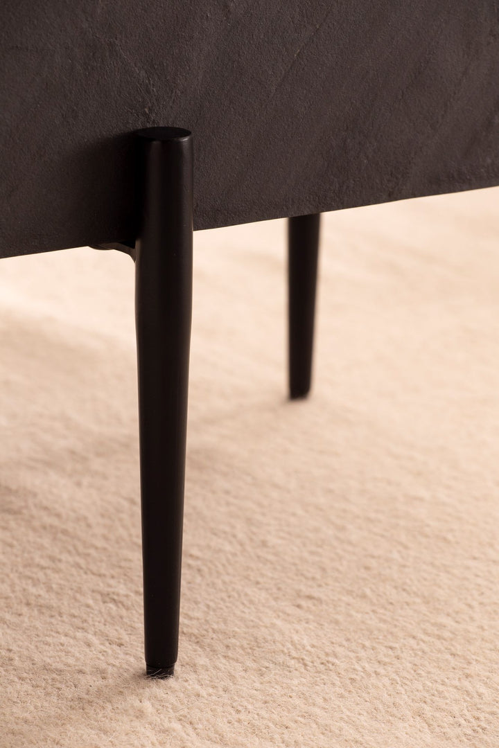 Couchtisch 64x64x35 cm Steinoptik / Metall Sofatisch Anthrazit Quadratisch - Design Wohnzimmertisch Kaffeetisch Massiv - Tisch Wohnzimmer Modern_