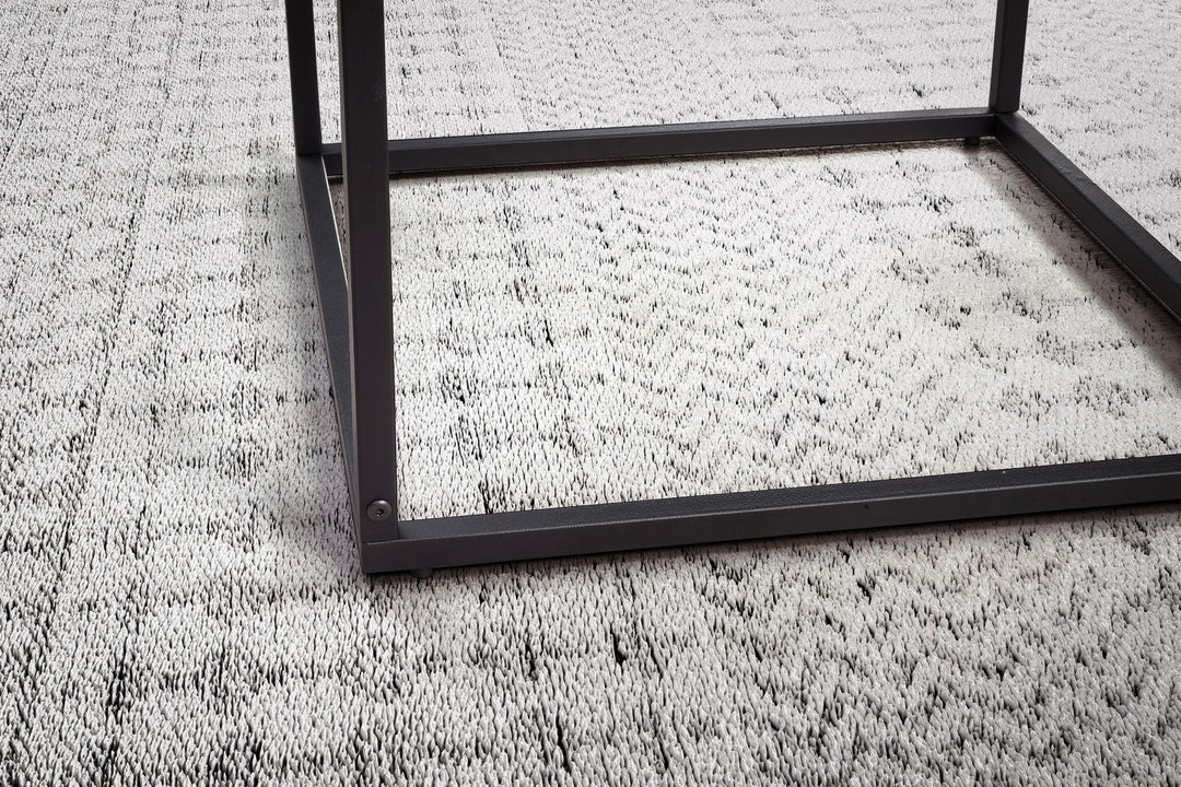 Couchtisch Glas Metall 58x58x43-5 cm Sofatisch Schwarz - Design Wohnzimmertisch Quadratisch - Kleiner Kaffeetisch Modern - Beistelltisch Anstelltisch Wohnzimmer_