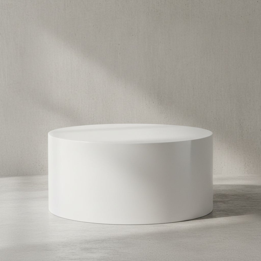 Couchtisch MONOBLOC 60x60x30 cm Weiß Hochglanz - Design Wohnzimmertisch Rund - Lounge Sofatisch Schlicht - Kaffeetisch Modern_