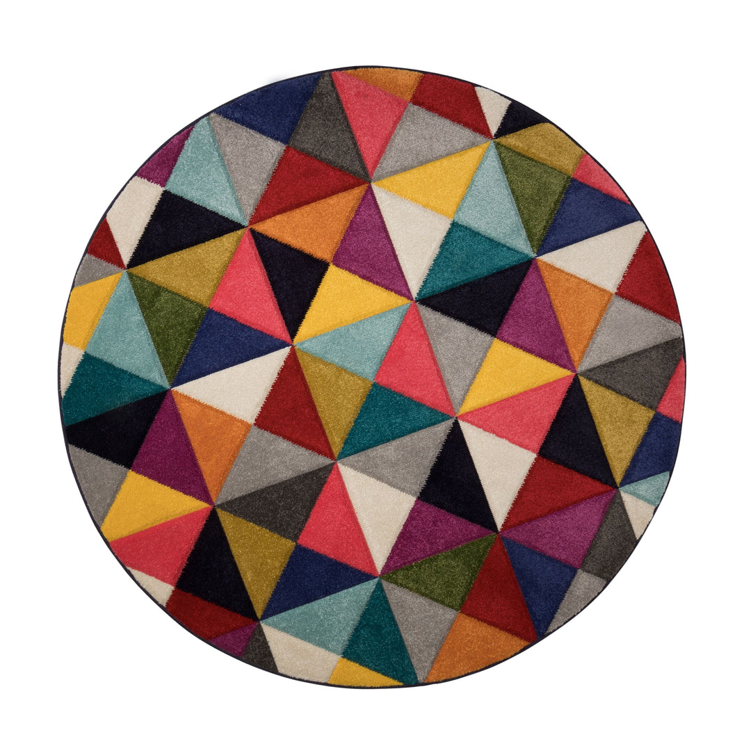 Teppich Bunt-Geometrisch-Design - designerstark MEON BEN_Rund_