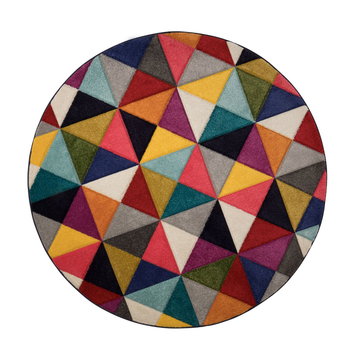 Teppich Bunt-Geometrisch-Design - designerstark MEON BEN_Rund_