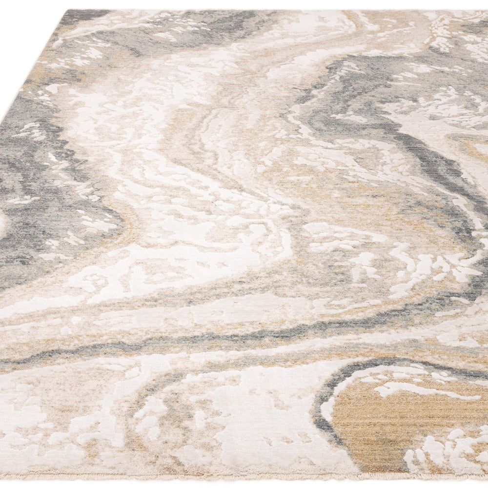 Velours Teppich 160x240cm - Kurzflor 0-8cm - geräumiges Marmor-Design - ideal für mittelgroße Wohnzimmer - Kadima Design