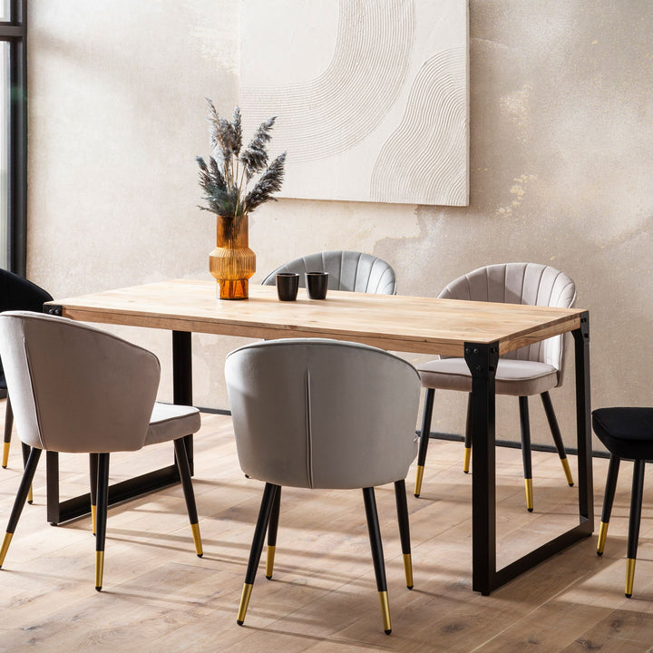 Esszimmertisch Massivholz Metall Esstisch Industrial - Küchentisch mit Metallbeinen - Holztisch Klein - Speisetisch Esszimmer Rechteckig_
