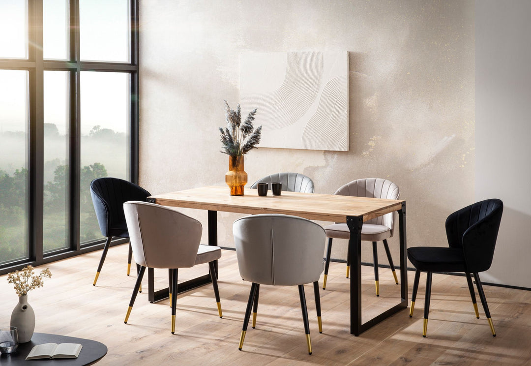 Esszimmertisch Massivholz Metall Esstisch Industrial - Küchentisch mit Metallbeinen - Holztisch Klein - Speisetisch Esszimmer Rechteckig_