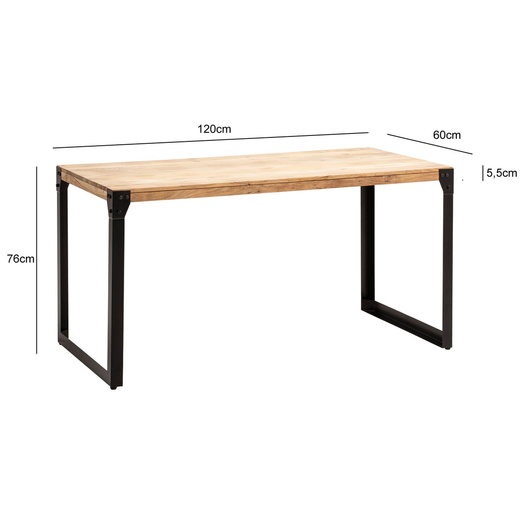 Esszimmertisch Massivholz Metall Esstisch Industrial - Küchentisch mit Metallbeinen - Holztisch Klein - Speisetisch Esszimmer Rechteckig_