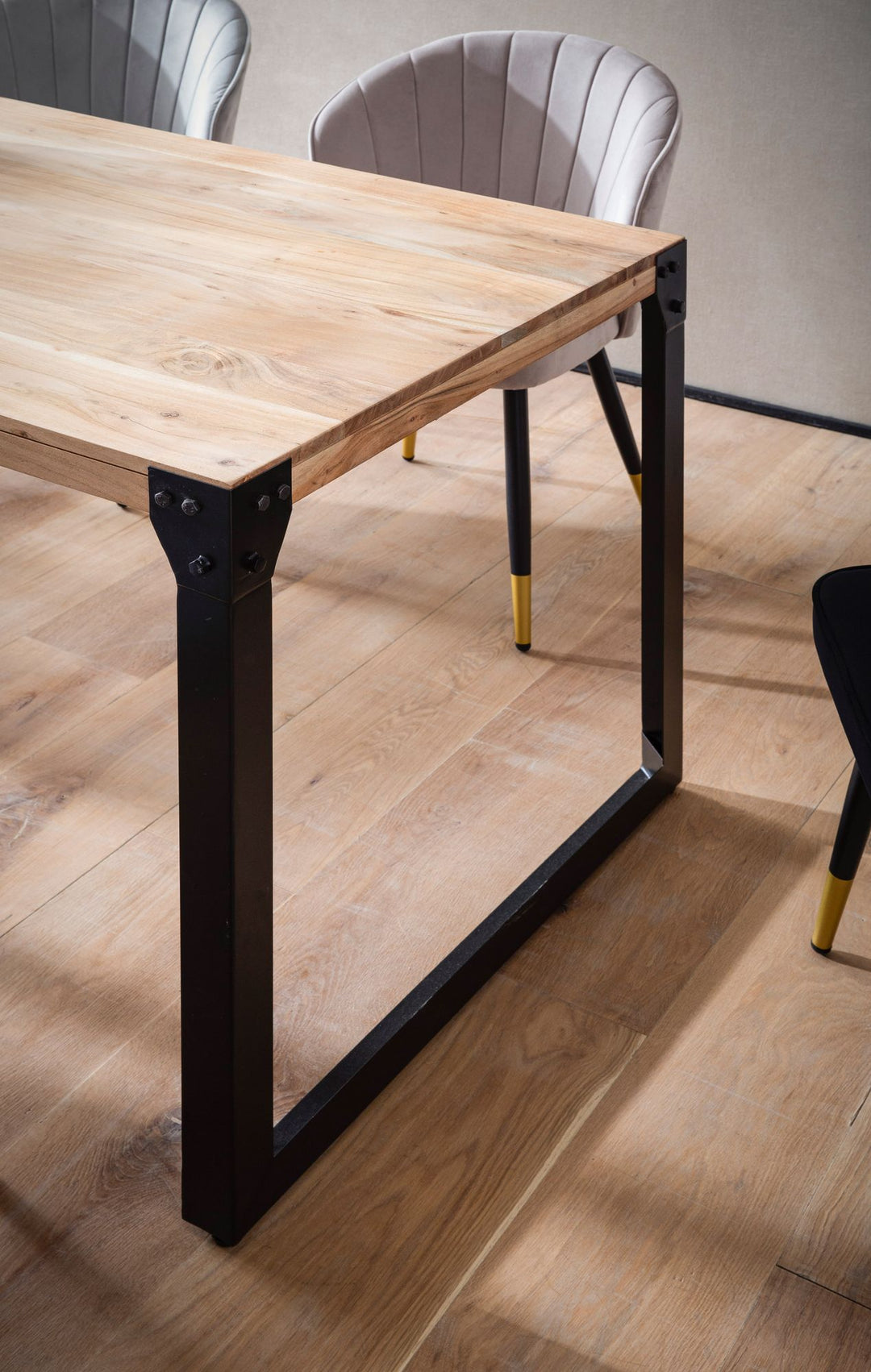 Esszimmertisch Massivholz Metall Esstisch Industrial - Küchentisch mit Metallbeinen - Holztisch Klein - Speisetisch Esszimmer Rechteckig_