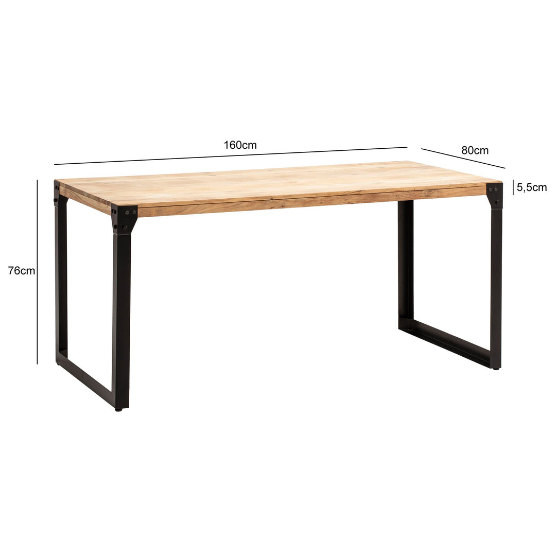 Esszimmertisch Massivholz Metall Esstisch Industrial - Küchentisch mit Metallbeinen - Holztisch Klein - Speisetisch Esszimmer Rechteckig_