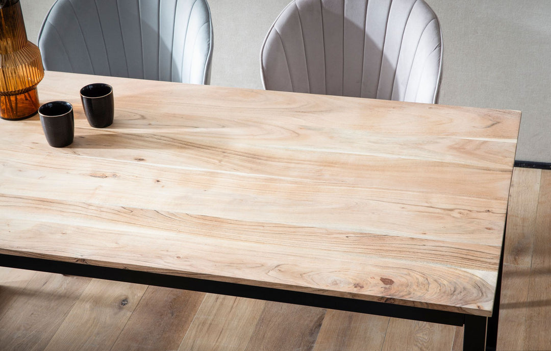 Esszimmertisch Massivholz Metall Esstisch Loft-Style - Küchentisch mit Metallbeinen - Holztisch Industrial Klein - Speisetisch Esszimmer Rechteckig_