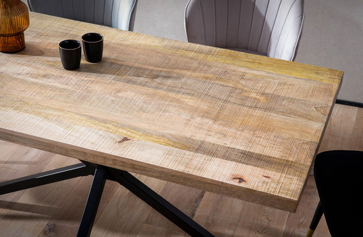 Esszimmertisch 160x80x76 cm Massivholz Metall Esstisch Industrial - Küchentisch mit Sterngestell - Holztisch Groß - Speisetisch Esszimmer Rechteckig_