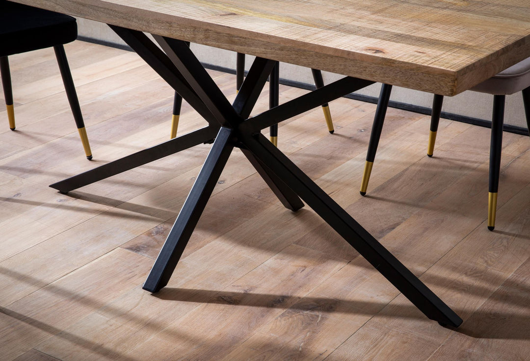 Esszimmertisch 160x80x76 cm Massivholz Metall Esstisch Industrial - Küchentisch mit Sterngestell - Holztisch Groß - Speisetisch Esszimmer Rechteckig_