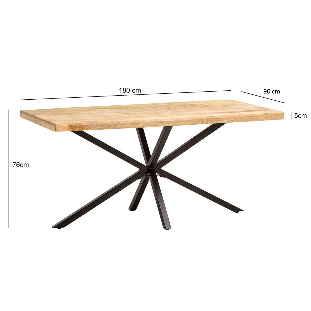 Esszimmertisch 160x80x76 cm Massivholz Metall Esstisch Industrial - Küchentisch mit Sterngestell - Holztisch Groß - Speisetisch Esszimmer Rechteckig_