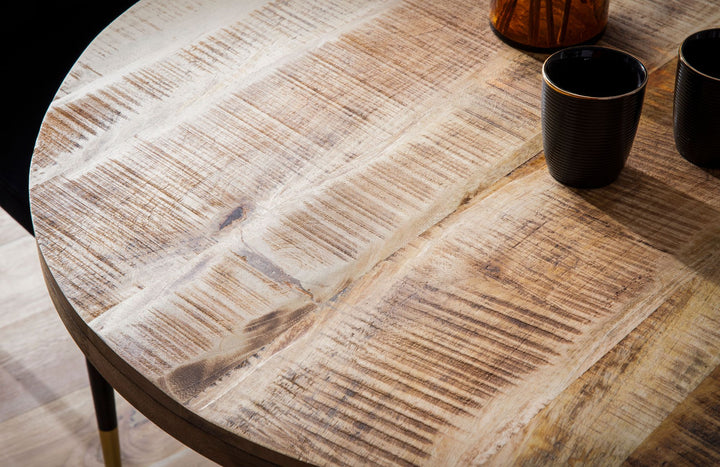 Esszimmertisch 80x80x75 cm Mango Massivholz Esstisch Modern - Küchentisch Massiv mit Metallbeinen - Holztisch Esszimmer Rund - Kleiner Speisetisch Holz_