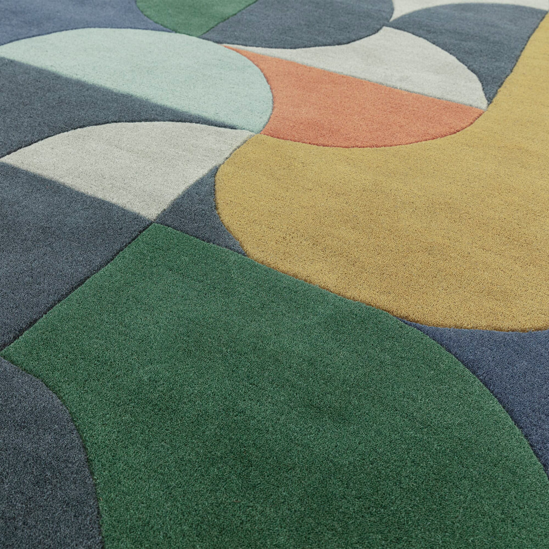 Blauer Wollteppich - handgetuftet - 2cm Gesamthöhe - weich und warm - ideal für Schlafzimmer - von Kadima Design