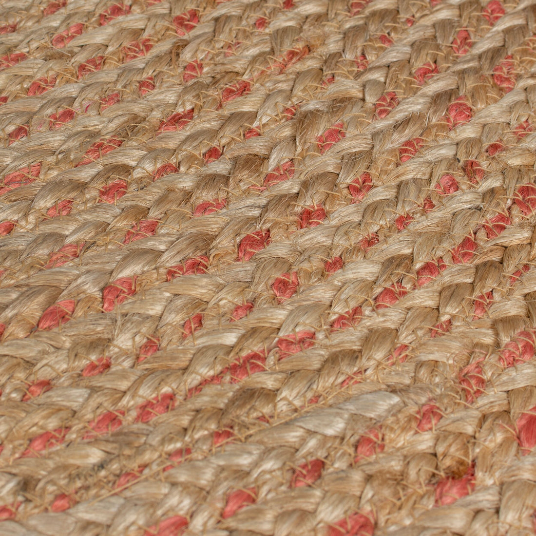 Handgewebter Jute-Teppich in Naturtönen_Braun-Rosa_Rund_
