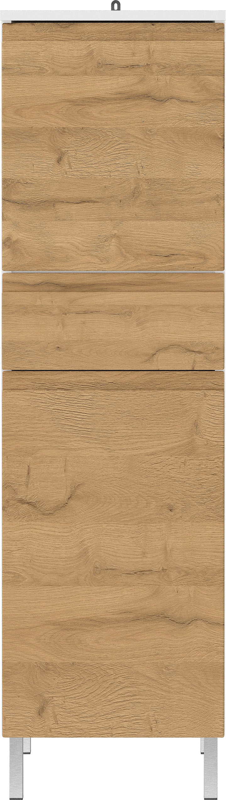 Hochschrank mit verstellbaren Einlegeböden_ 34x34x120_ in Weiß und Grandson-Eiche_ Grifflose_  Chromfüße_ VEER Kollektion von Kadima Design_Größe_ 34x34x120 cm_