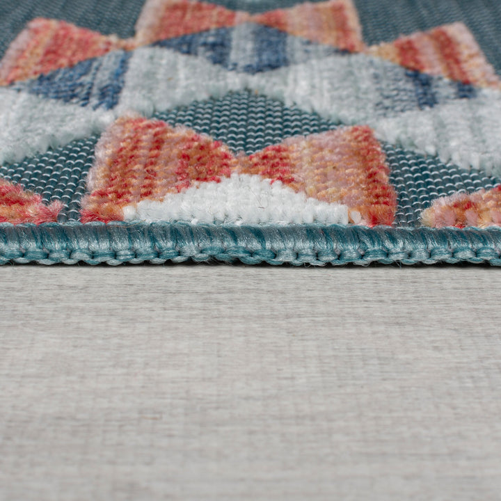 Indoor Outdoor Teppich  - Wetterfest & Pflegeleicht  - Hoch-Niederflor mit Boho Orientalischem Design_Läufer_