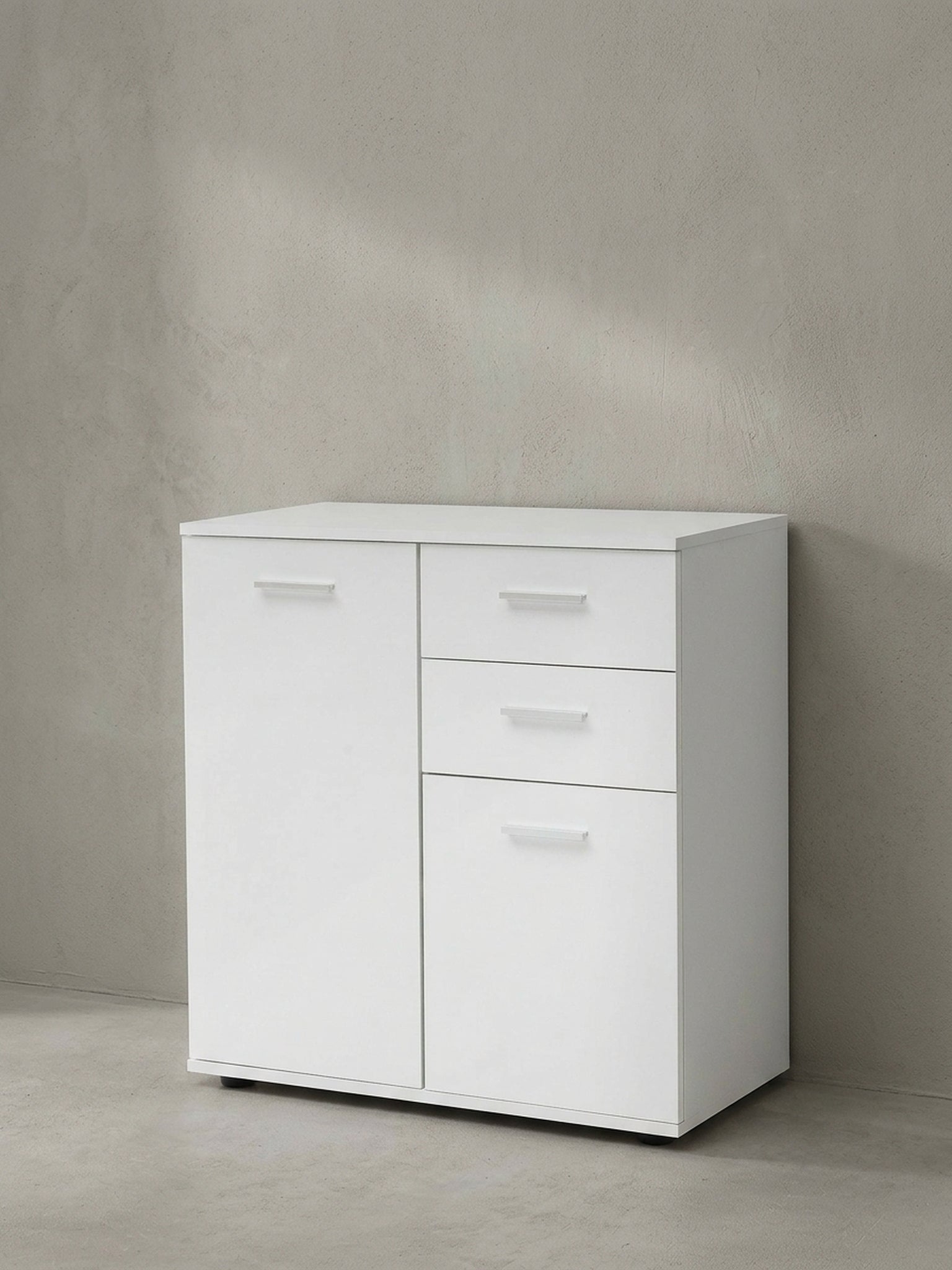 Sideboard Weiß Modern: 2 Türen, 2 Schubladen & Kratzfest – Kadima Design
