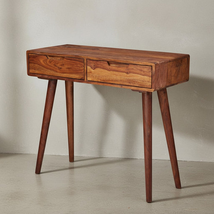 Rustikaler Konsolentisch aus Massivholz Sheesham_ 90 cm_ Landhausstil_ handgefertigt - KADIMA DESIGN_Größe_ 90x36x76 cm_