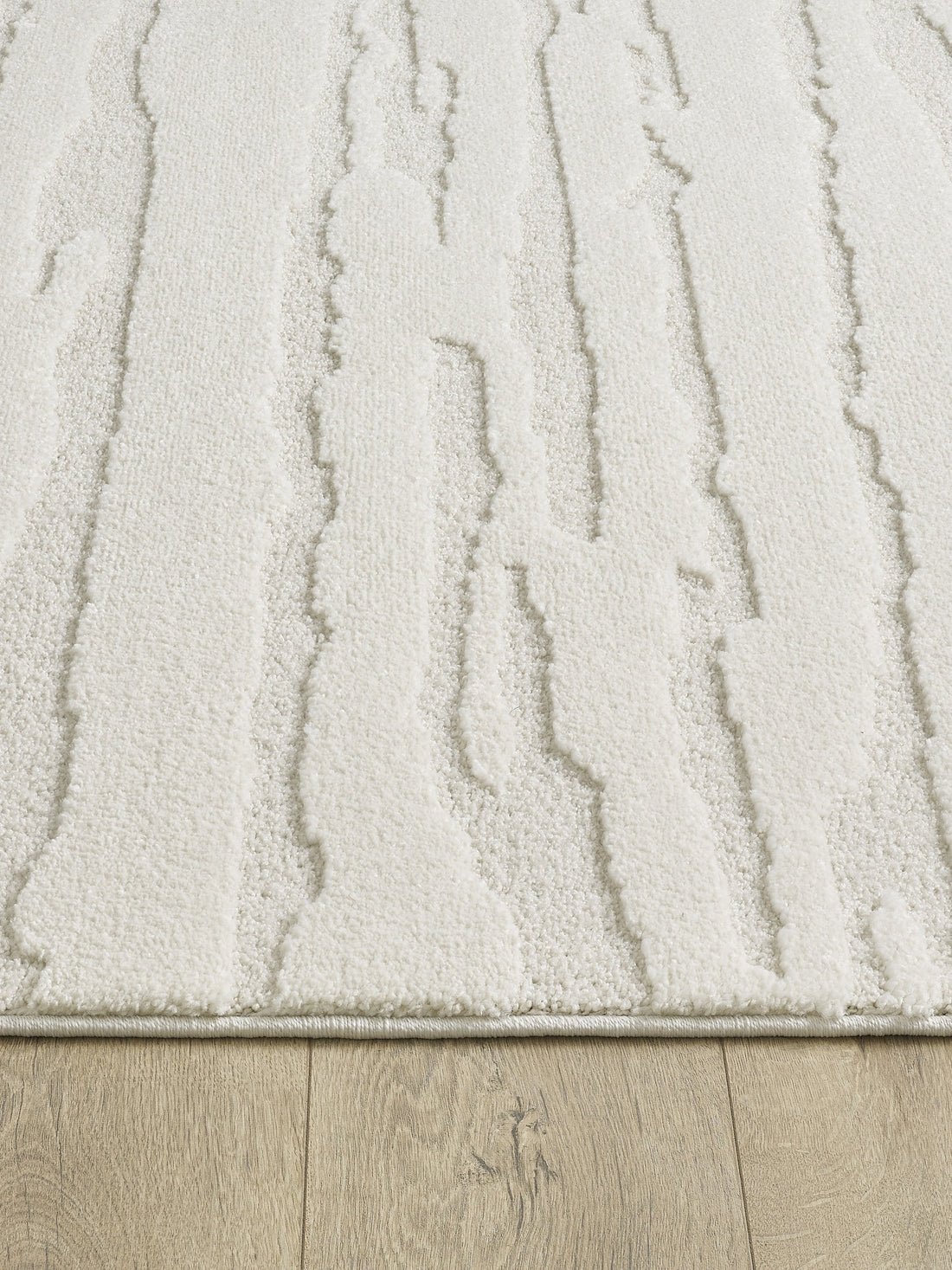 Teppich Creme Streifen Läufer Polyester Interieur Wohnaccessoire Skandinavisch CETINA Dekor