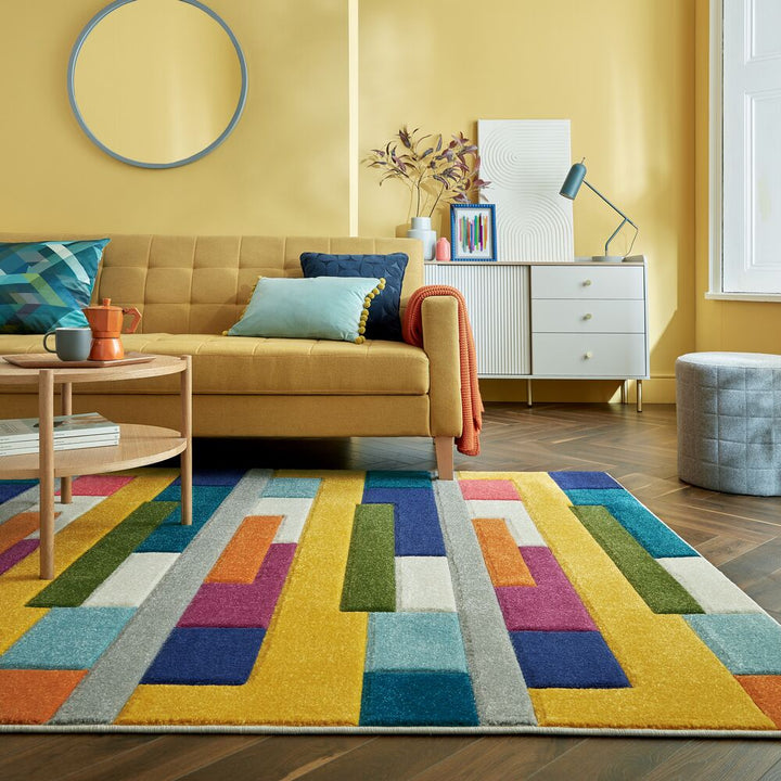Langlebiger Designer-Teppich mit abstraktem Muster - maschinengewebt_Multi_Rechteckig_