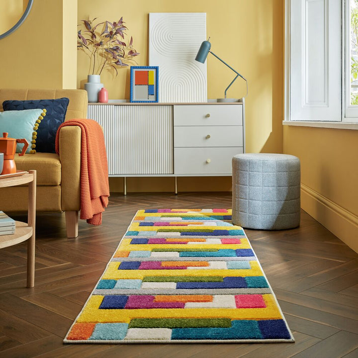 Langlebiger Designer-Teppich mit abstraktem Muster - maschinengewebt_Multi_Läufer_