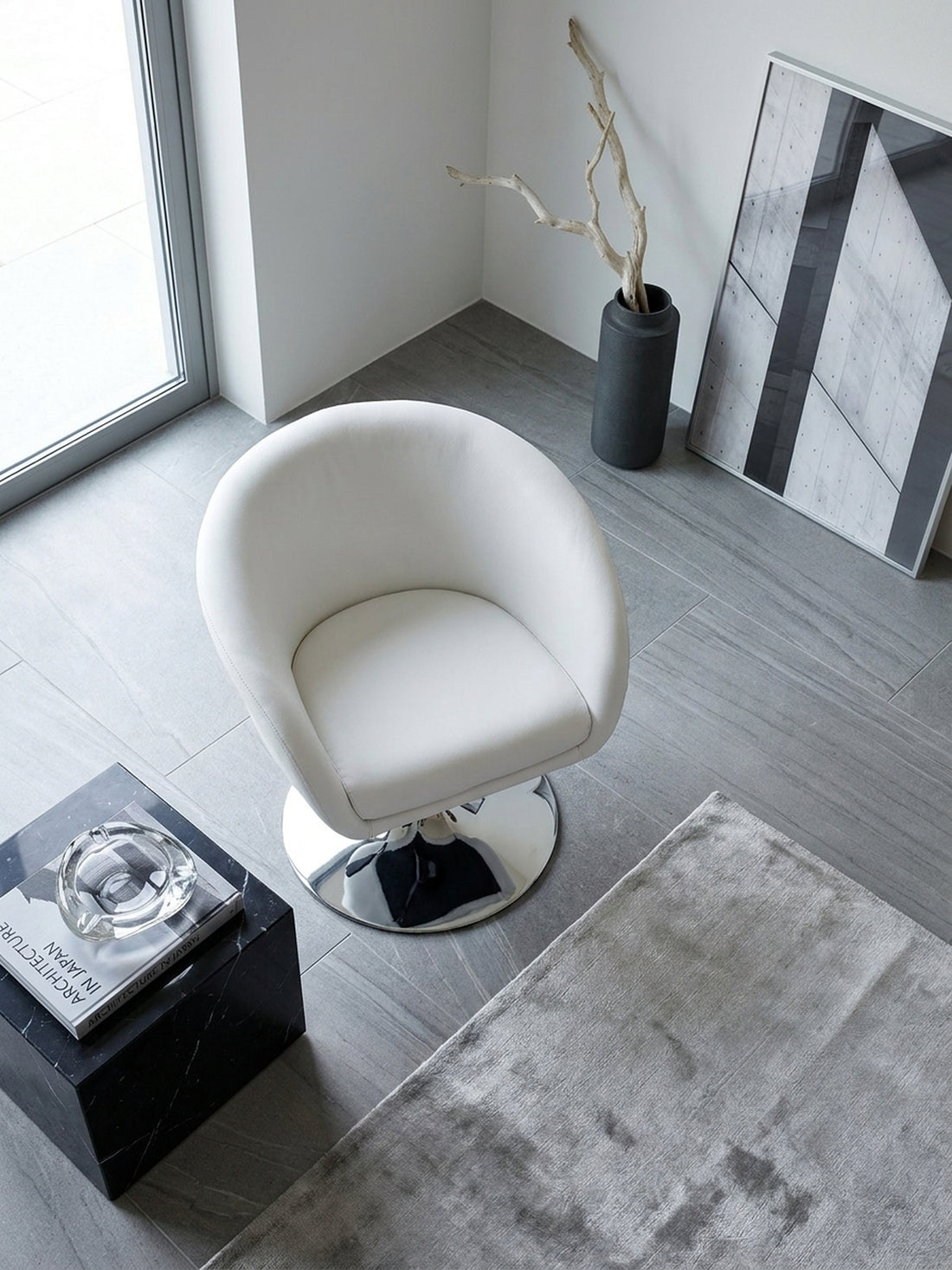 Lounge- & Cocktailsessel Eiche Massivholz weiß 62x55x84 cm Wohnidee Home Office Einrichtungsidee stilvoll kombinieren mit Höhenverstellung und Drehfunktion Design Möbel Inspiration Wohnen_