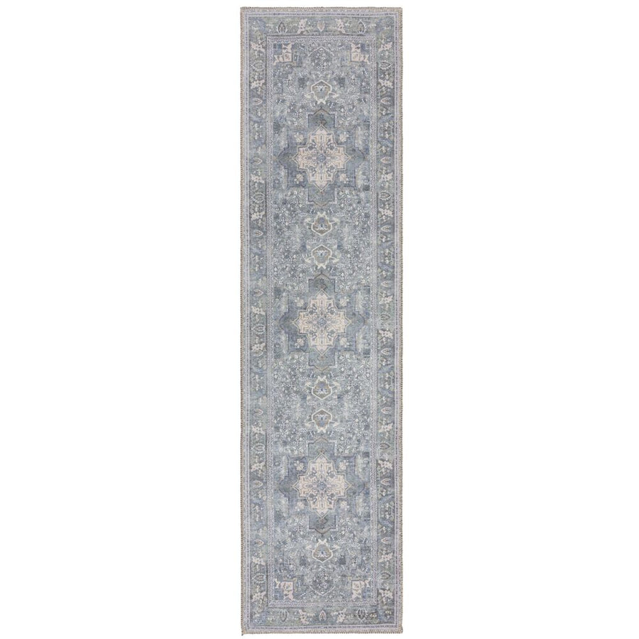 Maschinenwaschbarer Traditioneller Vintage-Teppich aus recycelten Fasern_ rutschfest - HALD Kollektion von Kadima Design_Türkis_#sku_BARK503119376010#