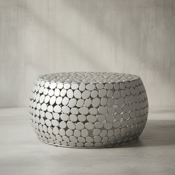 Moderner Aluminium Couchtisch in Silber_ Unikat handgefertigt_ Stilvolles Design - KADIMA DESIGN_Größe_ 66x66x32 cm_