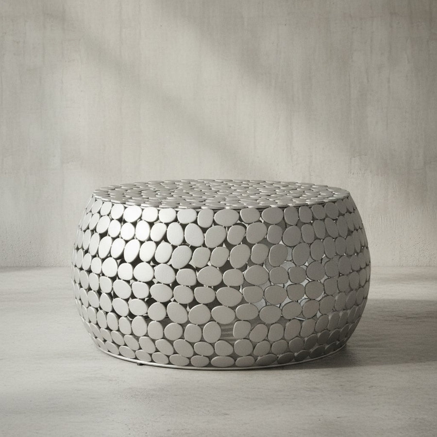 Moderner Aluminium Couchtisch in Silber_ Unikat handgefertigt_ Stilvolles Design - KADIMA DESIGN_Größe_ 66x66x32 cm_