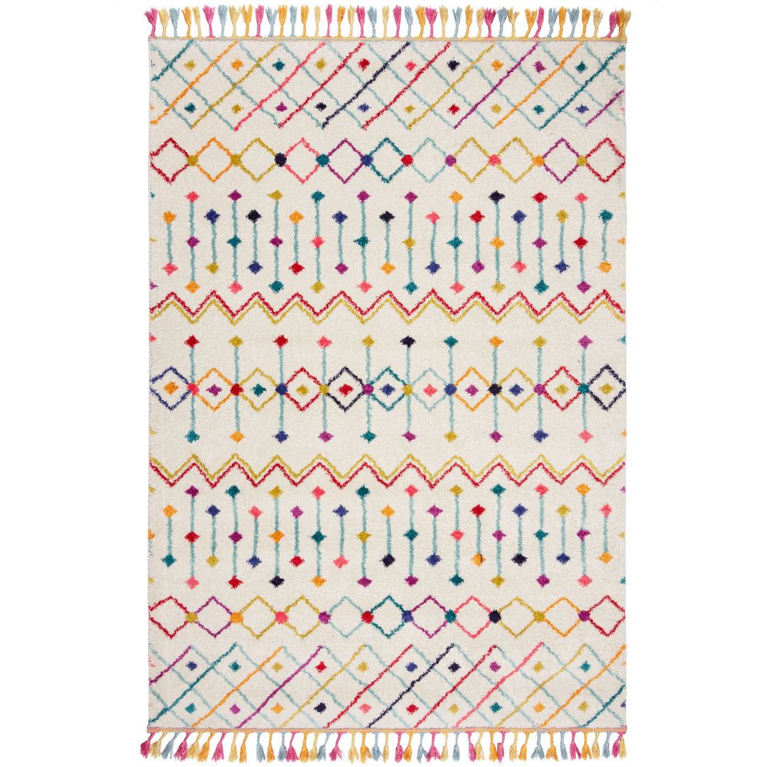 Teppich Berber-Design - mehrfarbig - mit Fransen ARUN GINA_Rechteckig_