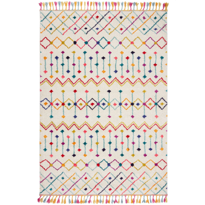 Teppich Berber-Design - mehrfarbig - mit Fransen ARUN GINA_Rechteckig_