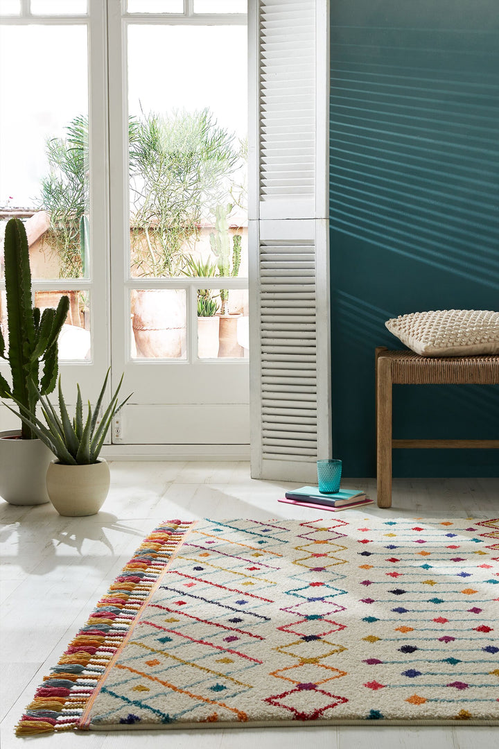 Moderner Berber-Teppich mit Fransen in trendigem Design_Multi_Rechteckig_