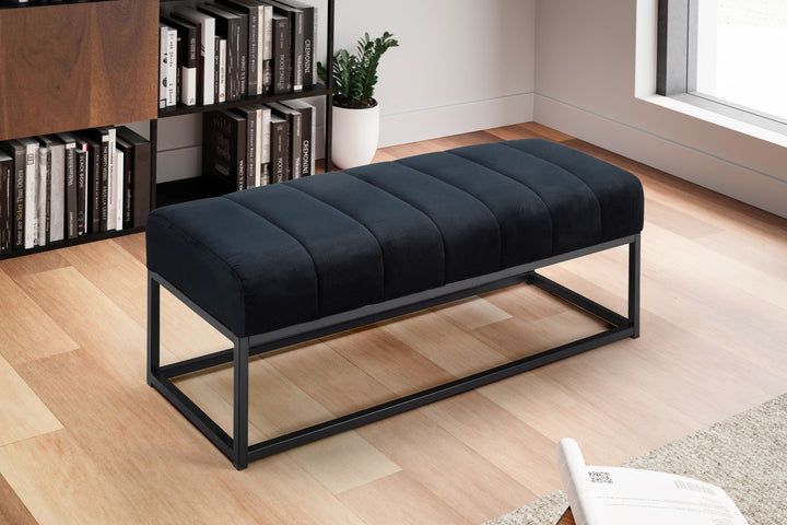 Sitzbank Samt 108x40x40 cm Flur Polsterbank mit Metallgestell - Design Bettbank Schlafzimmer Gesteppt - Flurbank Garderobenbank Modern_