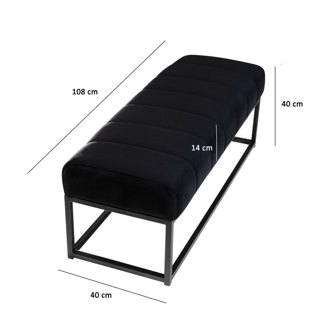 Sitzbank Samt 108x40x40 cm Flur Polsterbank mit Metallgestell - Design Bettbank Schlafzimmer Gesteppt - Flurbank Garderobenbank Modern_