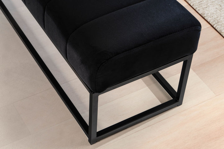 Sitzbank Samt 108x40x40 cm Flur Polsterbank mit Metallgestell - Design Bettbank Schlafzimmer Gesteppt - Flurbank Garderobenbank Modern_