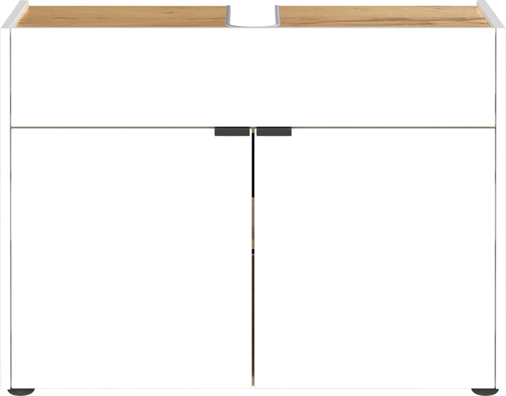 Stoßfester Unterschrank mit Siphonaussparung_ Easy-Clean_ AVIS Kollektion von Kadima Design_Farbe_ Weiß-Beige_ Größe_ 80x34x60 cm_