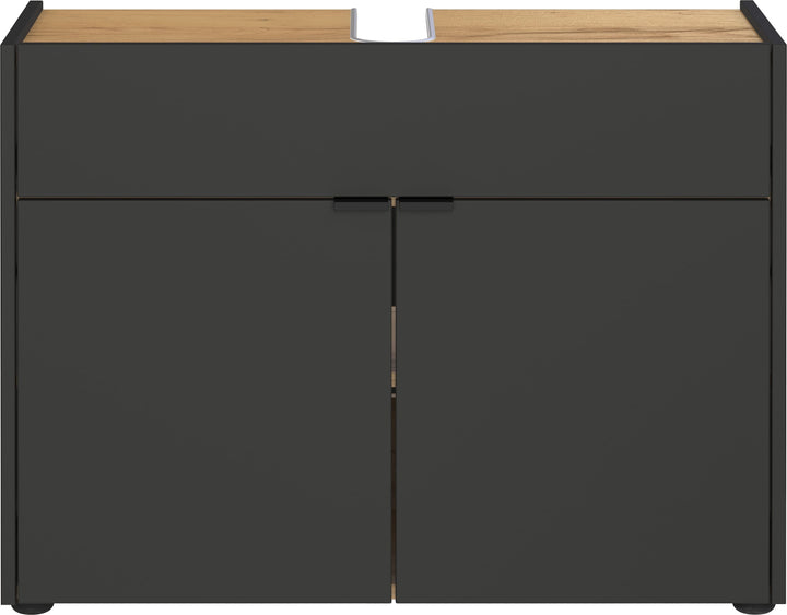 Stoßfester Unterschrank mit Siphonaussparung_ Easy-Clean_ AVIS Kollektion von Kadima Design_Farbe_ Grau-Beige_ Größe_ 80x34x60 cm_