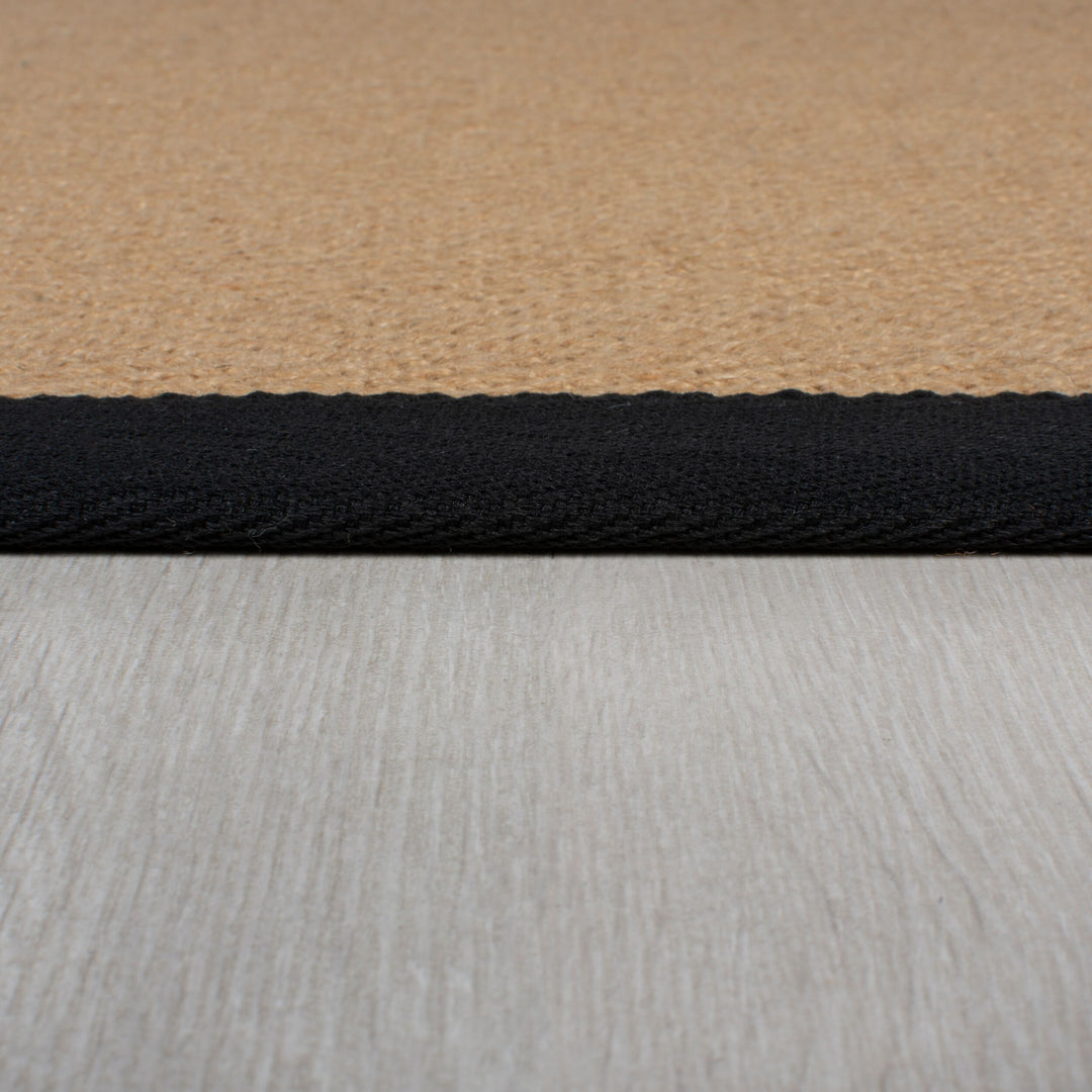 Jute-Teppich Fischgrätenmuster Bordüre rutschfest Naturfaser_Braun-Schwarz_Treppenläufer_
