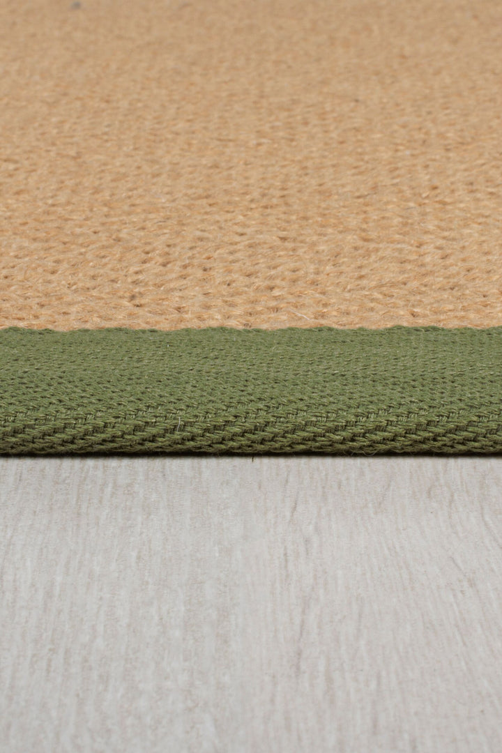 Teppich Jute mit Bordüre - Geometrisch-Design TRENT KIRA - Braun-Grün 60x230 cm_Läufer_