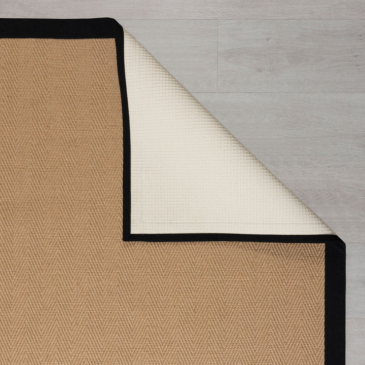 Teppich Jute mit Bordüre - Geometrisch-Design TRENT KIRA - Braun-Schwarz 60x600 cm_Treppenläufer_