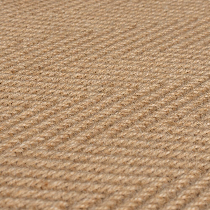 Jute-Teppich Fischgrätenmuster Bordüre rutschfest Naturfaser_Braun_Rechteckig_