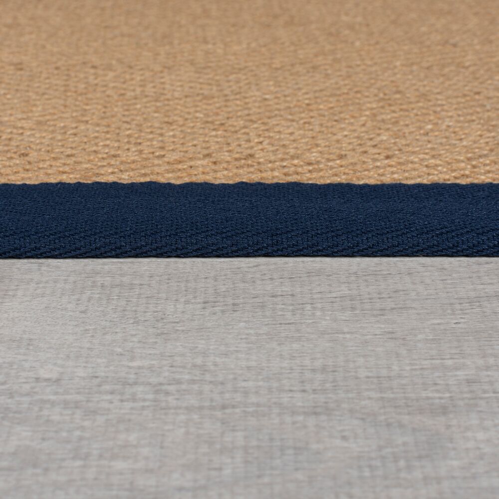 Teppich Jute mit Bordüre - Geometrisch-Design TRENT KIRA - Dunkelblau 120x170 cm_Rechteckig_