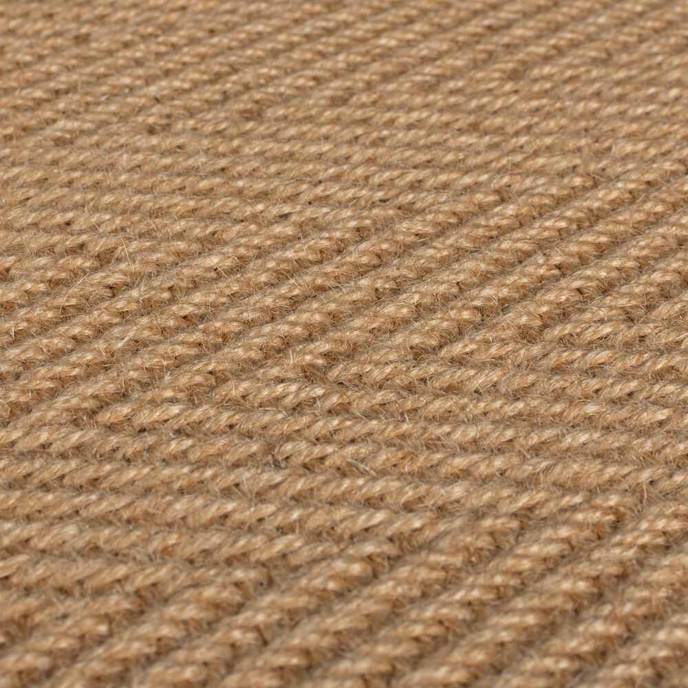 Jute-Teppich Fischgrätenmuster Bordüre rutschfest Naturfaser_Dunkelblau_Rechteckig_