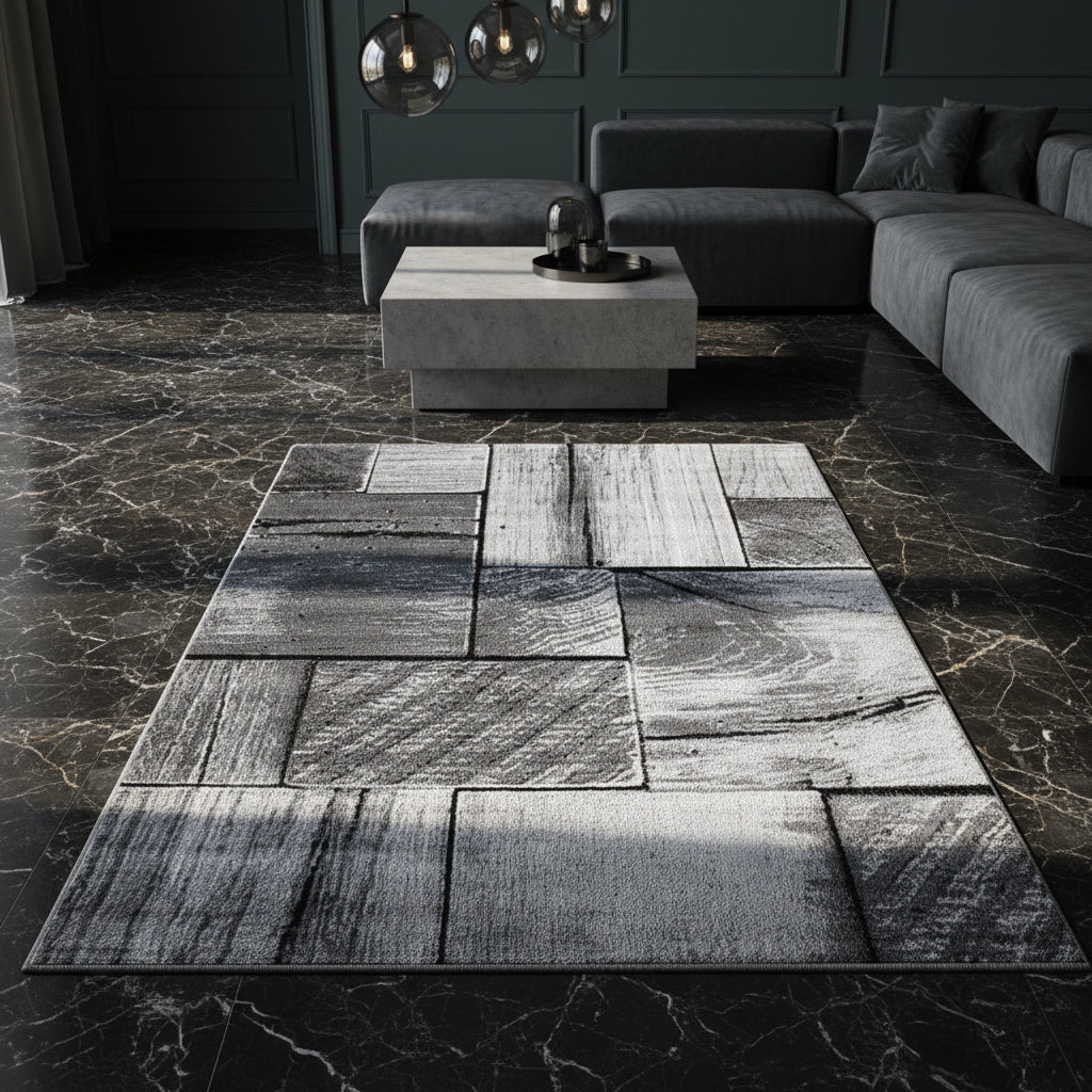 Kurzflor-Teppich Holz-Optik 3D – Waschbar & Strapazierfähig