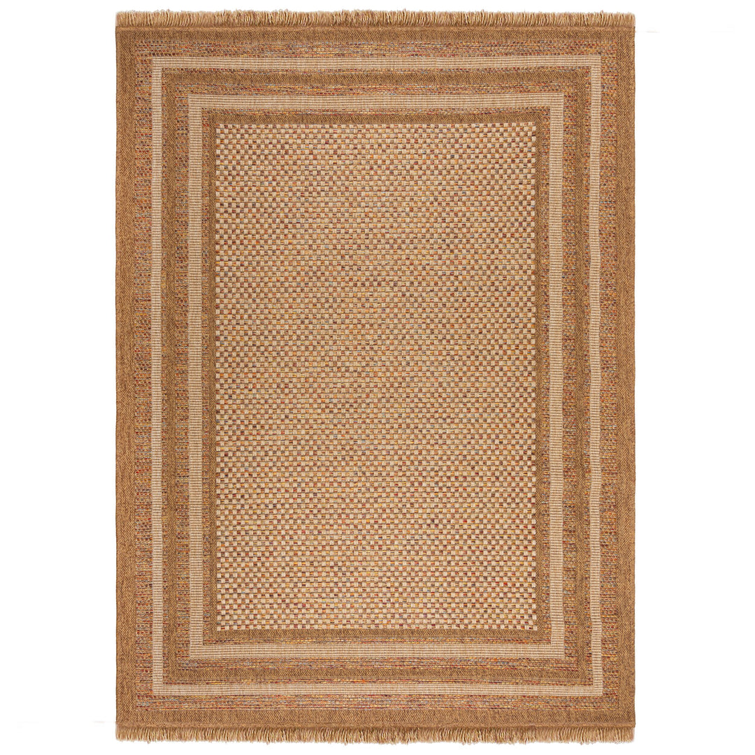 Outdoor Teppich Boho Streifen Bordüre - Balkon schmutzabweisend_Rechteckig_